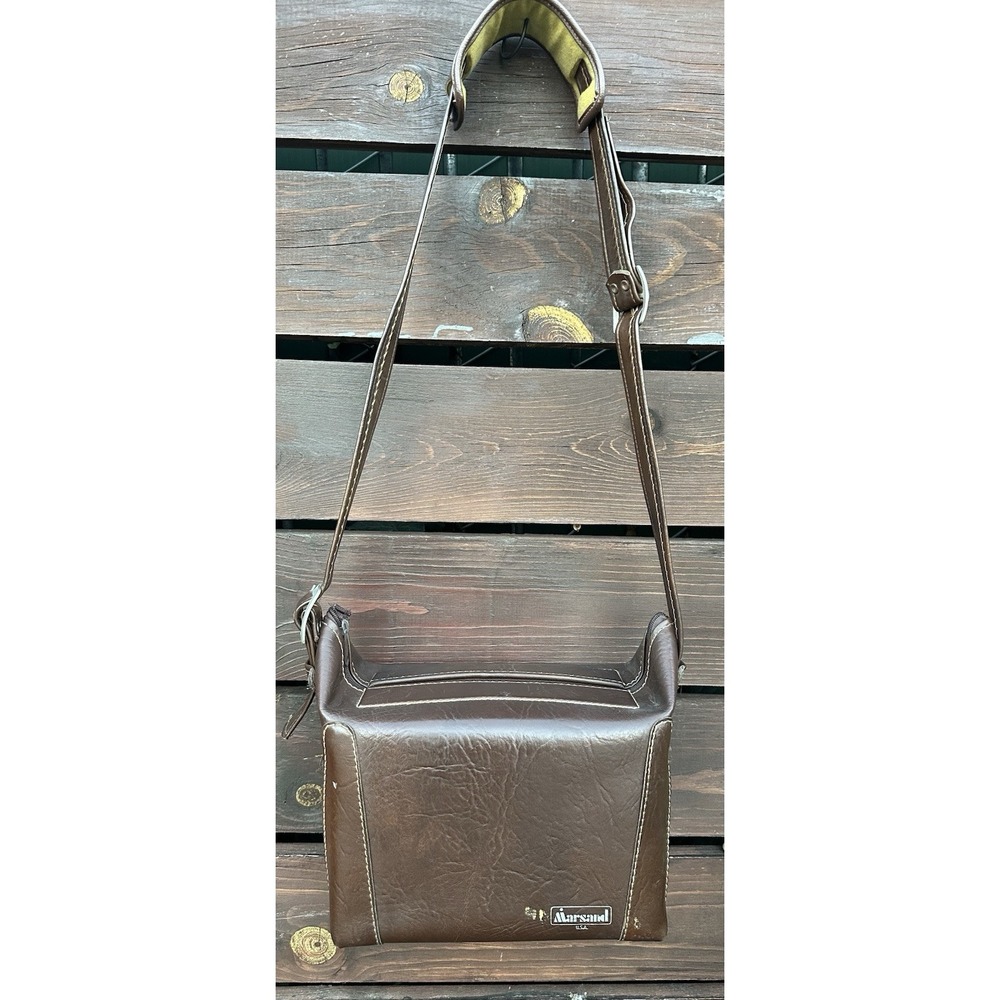 *Vintage Marsand‎ Camera Bag Brown Leather Shoulder Strap